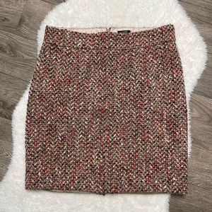 J Crew Womens Tweed Mini Skirt Size 8 Orange Wool Blend Straight Pencil Lined